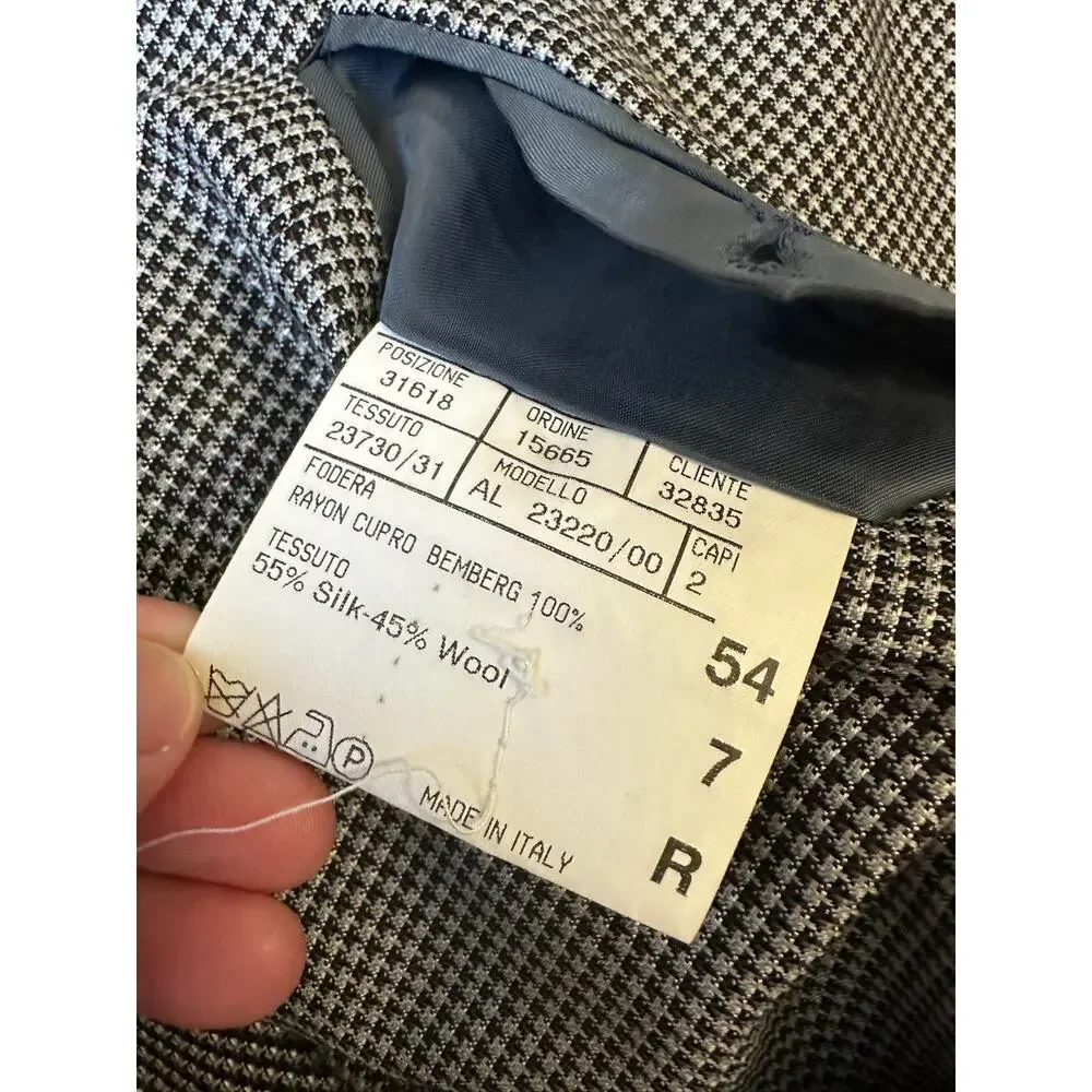 CANALI Blazer Jacket Houndstooth Silk Wool Sport Coat Business Preppy